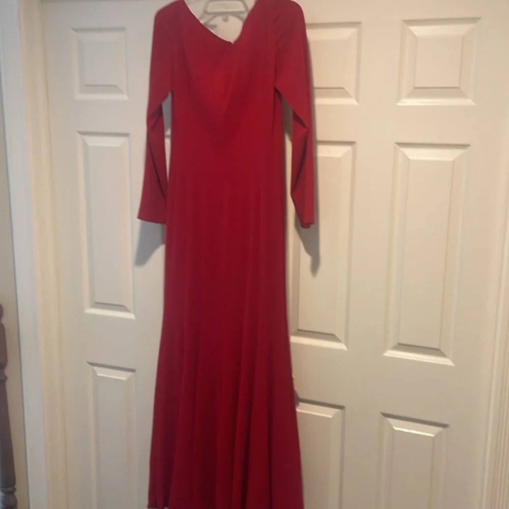 Badgley Mischka VINTAGE RED jersey gown size 8 - Picture 2 of 15